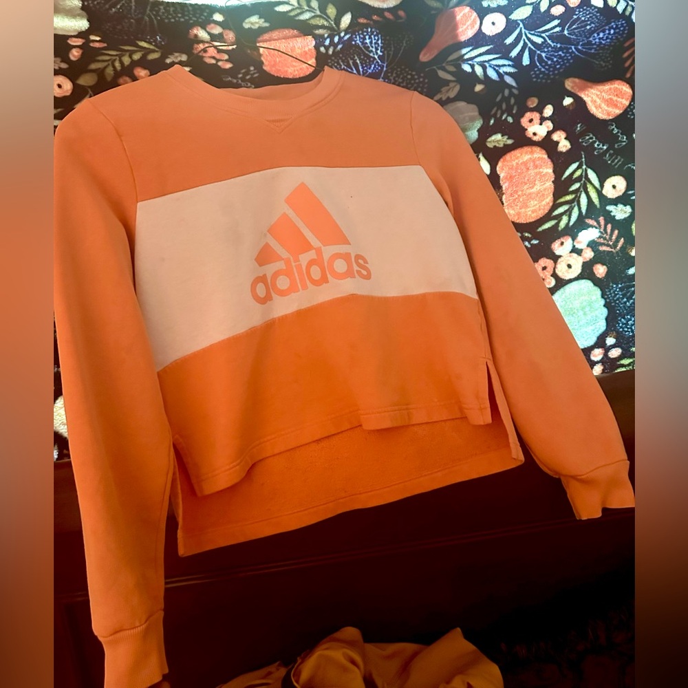 Adidas Orange Crew Neck Sweater with Sporty Design